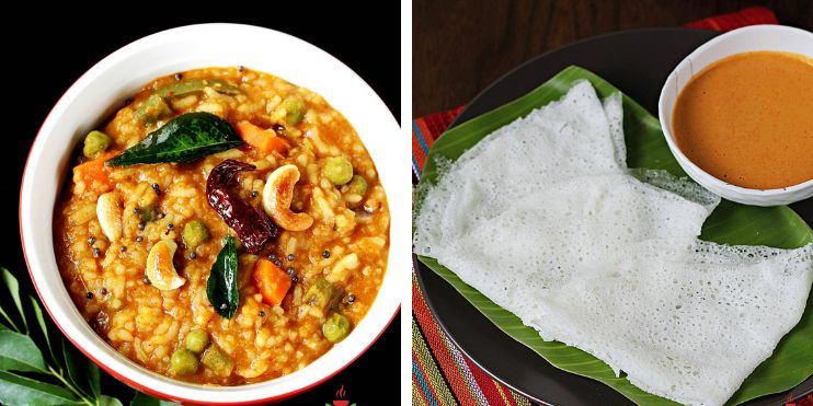 Two vibrant dishes representing Karnataka's famous comfort foods, ideal for enjoying on a rainy day.